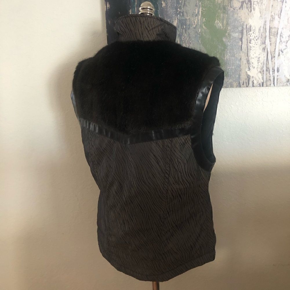 Emmegi Ski Vest Faux Fur Brown Winter Vest Animal Print